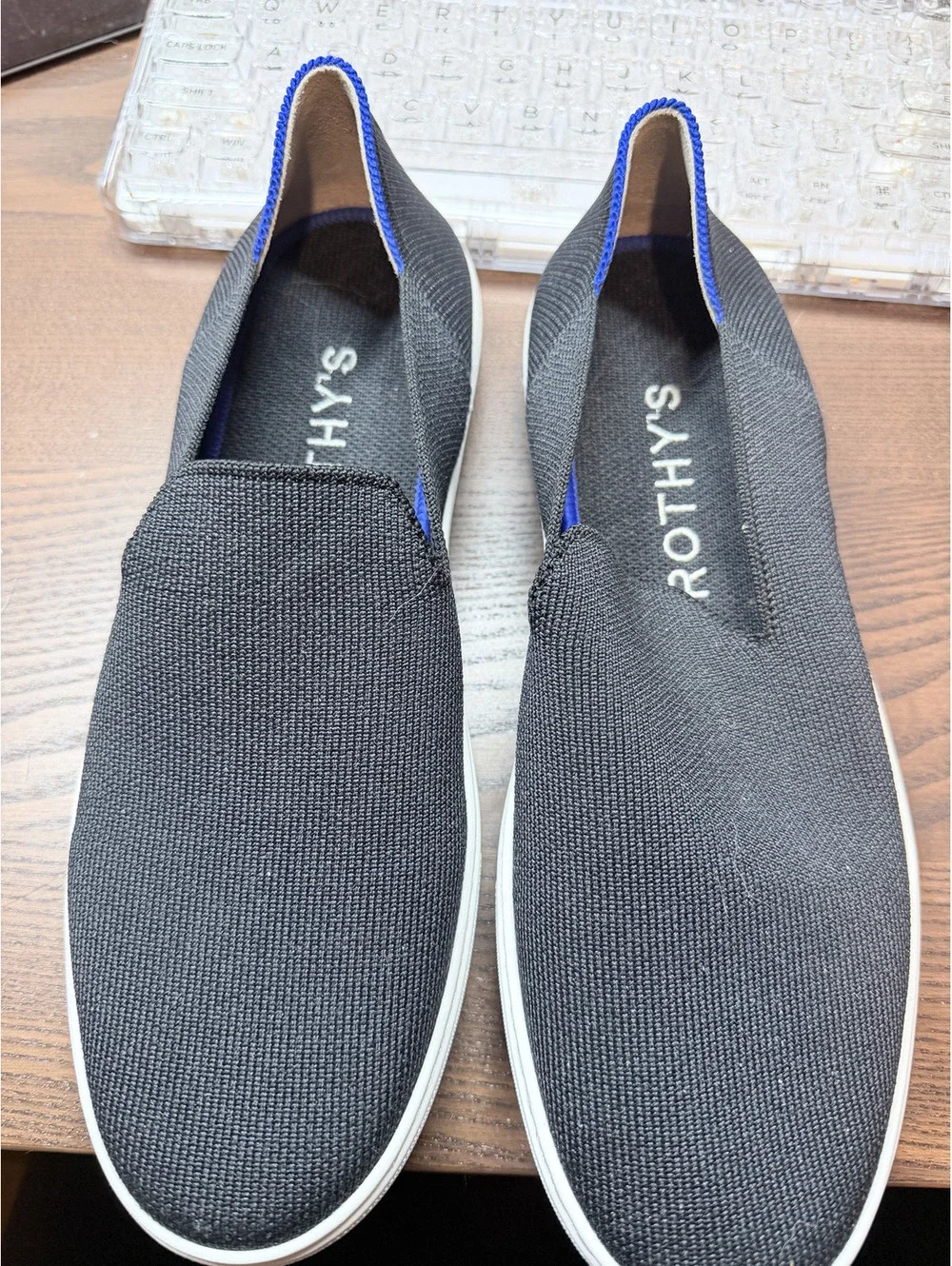 Rothy's Black Slip-On Shoes with White Sole, Size 9M